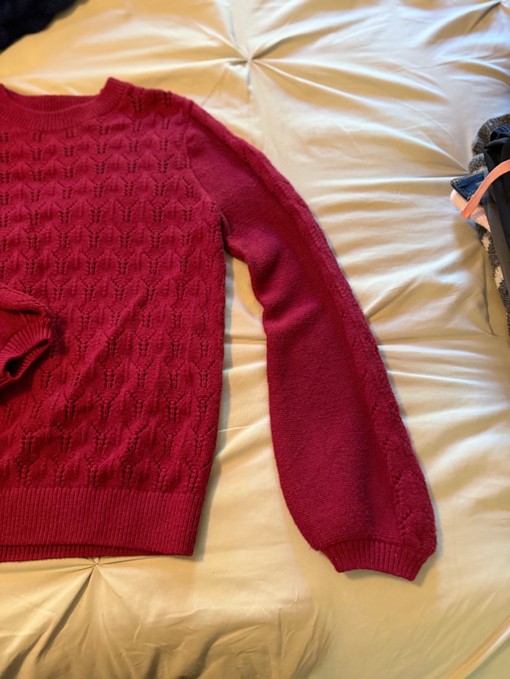 Express Cable-Knit Crewneck Sweater - Raspberry Pink - Picture 2 of 3